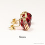 14K yellow gold filled wire wrapped scarlet ruby red crystal stud earrings handmade by Jessica Luu Jewelry