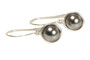 Sterling silver wire wrapped dark grey pearl drop earrings handmade by Jessica Luu Jewelry