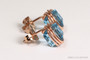 14K rose gold filled wire wrapped aquamarine blue crystal cube square stud earrings handmade by Jessica Luu Jewelry