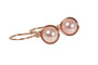 Rose Gold Light Pink Pearl Earrings - Available with Matching Necklace and Other Metal Options