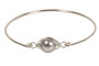 Sterling silver bangle bracelet with 10mm light grey pearl solitaire handmade by Jessica Luu Jewelry
