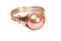 14k rose gold filled wire wrapped peach pearl solitaire ring handmade by Jessica Luu Jewelry