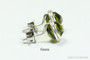 Sterling silver wire wrapped olivine olive green crystal round stud earrings handmade by Jessica Luu Jewelry