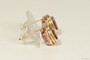14K yellow gold filled wire wrapped blush rose pink crystal cube square stud earrings handmade by Jessica Luu Jewelry