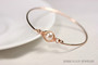 14k rose gold filled wire wrapped bangle bracelet with creamrose pearl handmade by Jessica Luu Jewelry