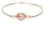 14K rose gold filled wire wrapped bangle bracelet with powder almond pearl handmade by Jessica Luu Jewelry