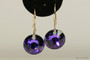 14K yellow gold filled earrings with purple heliotrope crystal sun pendants handmade by Jessica Luu Jewelry