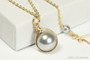 14K yellow gold filled wire wrapped silver pearl solitaire pendant on chain necklace handmade by Jessica Luu  Jewelry