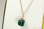 14K rose gold filled wire wrapped emerald green crystal cube pendant on chain necklace handmade by Jessica Luu Jewelry