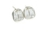 Sterling silver wire wrapped clear crystal square cube stud earrings handmade by Jessica Luu Jewelry