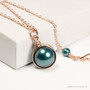 14K rose gold filled wire wrapped iridescent Tahitian pearl solitaire pendant on chain necklace handmade by Jessica Luu Jewelry
