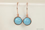 14K rose gold filled wire wrapped turquoise blue pearl drop earrings handmade by Jessica Luu Jewelry