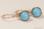 14K rose gold filled wire wrapped turquoise blue pearl drop earrings handmade by Jessica Luu Jewelry