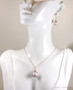 Silver grey pearl drop earrings and necklace set wire wrapped in 14K rose gold filled handmade by Jessica Luu Jewelry