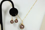 Gold Dark Brown Pearl Earrings - Available with Matching Necklace and Other Metal Options