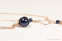 14K rose gold filled wire wrapped dark navy night blue pearl solitaire pendant on chain necklace handmade by Jessica Luu Jewelry