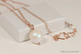 Rose Gold Iridescent White Pearl Dangle Earrings - Available with Matching Necklace and Other Metal Options