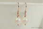 Rose Gold Iridescent White Pearl Dangle Earrings - Available with Matching Necklace and Other Metal Options