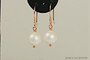 Rose Gold Iridescent White Pearl Dangle Earrings - Available with Matching Necklace and Other Metal Options