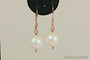 Rose Gold Iridescent White Pearl Dangle Earrings - Available with Matching Necklace and Other Metal Options