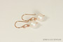 Rose Gold Iridescent White Pearl Dangle Earrings - Available with Matching Necklace and Other Metal Options