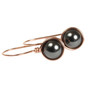 14k rose gold filled wire wrapped black pearl  pearl drop earrings handmade by Jessica Luu Jewelry