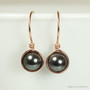 14k rose gold filled wire wrapped black pearl  pearl drop earrings handmade by Jessica Luu Jewelry