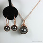 Rose Gold Black Pearl Earrings - Available with Matching Necklace and Other Metal Options
