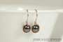 14k rose gold filled wire wrapped black pearl pearl drop earrings handmade by Jessica Luu Jewelry