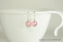 Sterling silver wire wrapped light pink rose crystal drop earrings handmade by Jessica Luu Jewelry