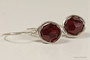 Sterling silver wire wrapped dark red garnet siam crystal drop earrings handmade by Jessica Luu Jewelry