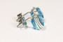 Sterling silver wire wrapped aquamarine crystal cube stud earrings handmade by Jessica Luu Jewelry