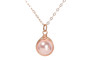 14k rose gold filled wire wrapped light pink rosaline pearl solitaire pendant on chain necklace handmade by Jessica Luu Jewelry