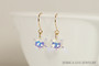 14K yellow gold filled iridescent clear aurora borealis AB crystal snowflake edelweiss dangle earrings handmade by Jessica Luu Jewelry