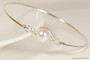 Sterling silver wire wrapped bangle bracelet with white pearl handmade by Jessica Luu Jewelry