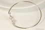 Sterling silver wire wrapped bangle bracelet with white pearl handmade by Jessica Luu Jewelry