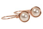 14k rose gold filled wire wrapped white  pearl drop earrings handmade by Jessica Luu Jewelry