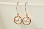 14k rose gold filled wire wrapped white pearl drop earrings handmade by Jessica Luu Jewelry