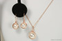 14k rose gold filled wire wrapped white  pearl drop earrings and necklace set handmade by Jessica Luu Jewelry