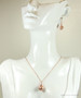 14K rose gold filled wire wrapped pearl drop earrings with matching necklace handmade by Jessica Luu Jewelry