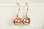 14K rose gold filled wire wrapped pearl drop earrings handmade by Jessica Luu Jewelry