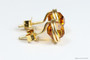14K yellow gold filled wire wrapped orange topaz crystal round stud earrings handmade by Jessica Luu Jewelry