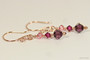 14K rose gold filled wire wrapped pink purple amethyst fuchsia crystal dangle earrings handmade by Jessica Luu Jewelry