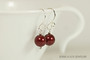 Sterling silver wire wrapped dark red bordeaux pearl dangle earrings handmade by Jessica Luu Jewelry