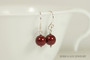 Sterling silver wire wrapped dark red bordeaux pearl dangle earrings handmade by Jessica Luu Jewelry