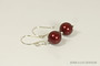 Sterling silver wire wrapped dark red bordeaux pearl dangle earrings handmade by Jessica Luu Jewelry