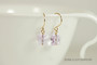 14K yellow gold filled wire wrapped light purple lavender violet crystal butterfly dangle earrings handmade by Jessica Luu Jewelry
