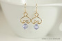 14K yellow gold filled wire wrapped Provence lavender crystal dangle earrings handmade by Jessica Luu Jewelry