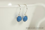 Sterling silver wire wrapped lapis blue pearl drop earrings handmade by Jessica Luu Jewelry