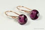 14K rose gold earrings with amethyst purple crystals handmade by Jessica Luu Jewelry